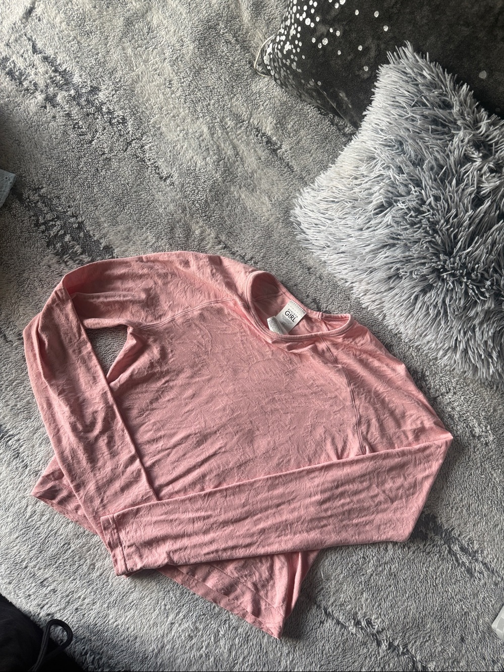 Athleta Top Girl Large Pink Long Sleeve Stretch Gym Athleisure Workout Casual